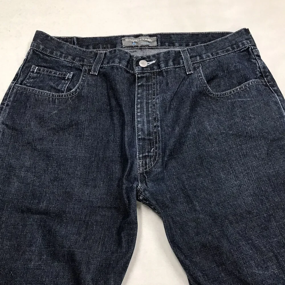 Y2K LEVIS SILVERTAB Boot Fit Jeans Men 36x30 Dark Distressed Made in Mexico '01